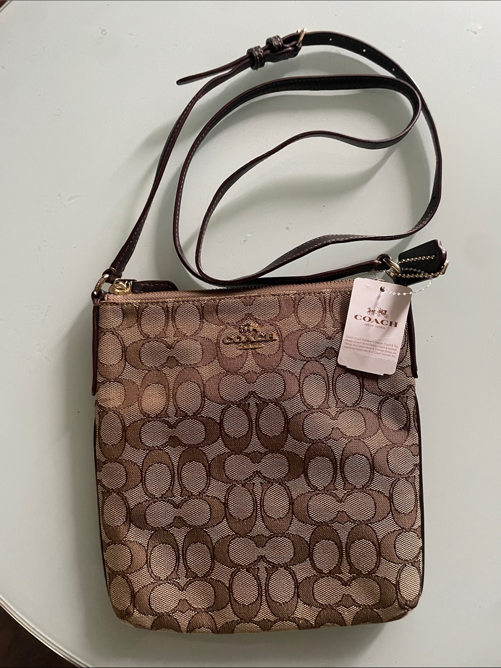 Coach Tan/Brown Signature Crossbody  Bag